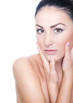 Beautiful woman with clean face, healthy skin