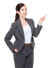 Businesswoman with finger point up