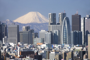 富士山と新宿の高層ビル群