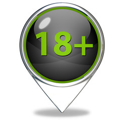18+ pointer icon on white background