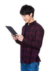 Man use of digital tablet
