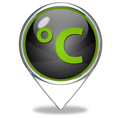 Celsius pointer icon on white background