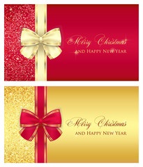 Red glossy gift card with cream ribbon