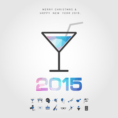 polygon cocktail and 2015 merry christmas and happy new year wit