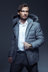 Obraz premium Handsome man wearing Winter Jacket