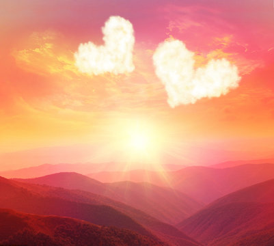 two hearts and valentines day