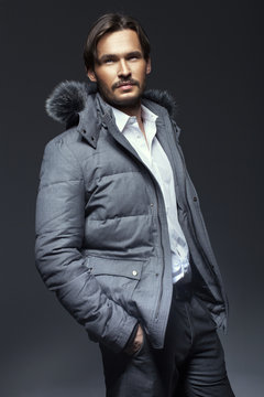 Handsome man wearing Winter Jacket