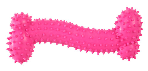 Pink rubber bone toy for dogs
