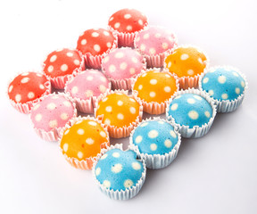 Colorful steamed rice polka dot muffin or apam polka do