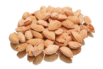 Pile salted almonds