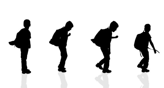 Vector Silhouette Of A Boy.