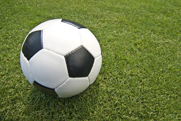 Fototapeta na wymiar Soccer Ball in Late Afternoon Sun