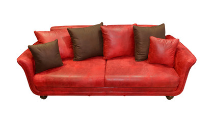 Leather red couch