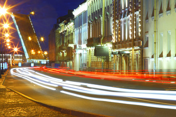 Obraz premium Night view of St Petersburg.Dvortsovaya Embankment .