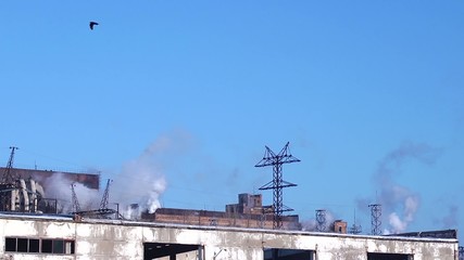 The smoke from the industrial area