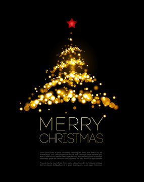 Shiny Christmas tree  in black poster