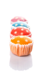 Colorful steamed rice polka dot muffin or apam polka dot