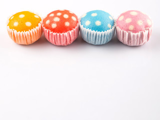 Colorful steamed rice polka dot muffin or apam polka dot
