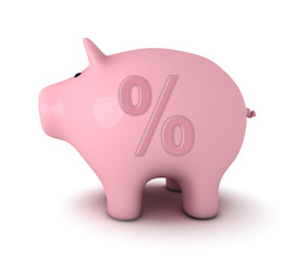 Piggy bank with percent symbol