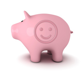 Piggy bank with smiley face symbol