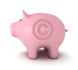 Piggy bank with Copyright symbol