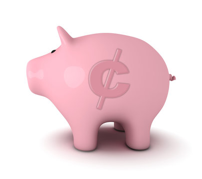 Piggy bank with US Cent symbol
