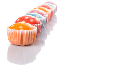 colorful steamed rice polka dot muffin or apam polka dot