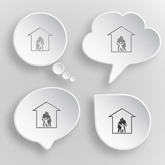 Family. White flat vector buttons on gray background.