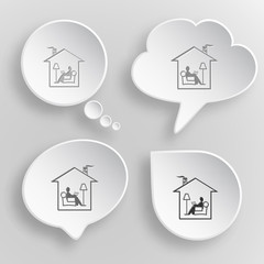 Home reading. White flat vector buttons on gray background.