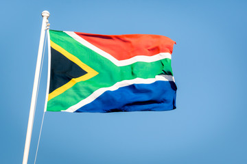 South Africa flag on a blue sky