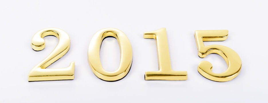 gold figures of the new 2015 year on a white background