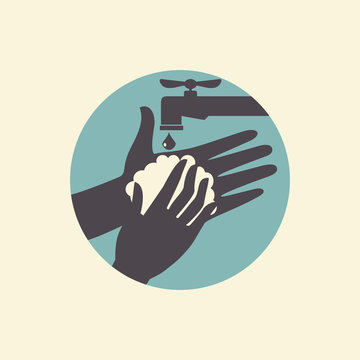 Wash your hands, vector illustration icon