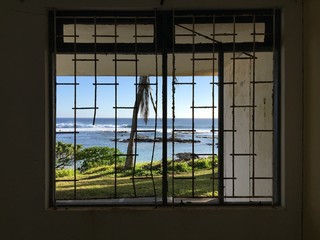 view from old window on beach