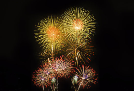 Colorful firework display. Happy New Year 2115