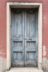 old vintage green wooden door