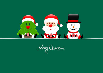 Tree, Santa & Snowman Green
