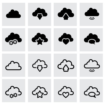 Vector black clouds icon set