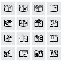 Vector black schoolbook icon set