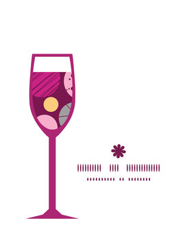 Vector abstract textured bubbles wine glass silhouette pattern