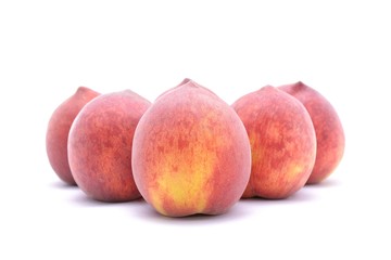 Ripe peach fruit isolated on white background