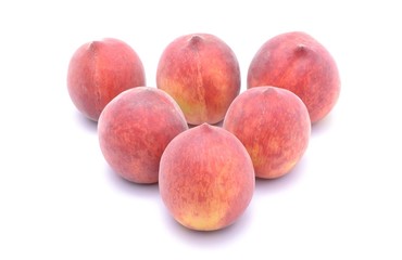 Ripe peach fruit isolated on white background