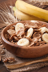 Healthy breakfast - whole grain muesli with a banana 