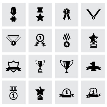Vector black trophy and awards icon set