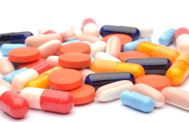 Colored pills, tablets and capsules