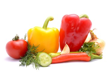 Vegetables isolated on white background