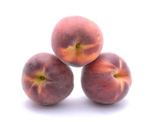 Ripe peach fruit isolated on white background