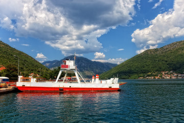Ferry transports tourists in Kotor, Montenegro.
