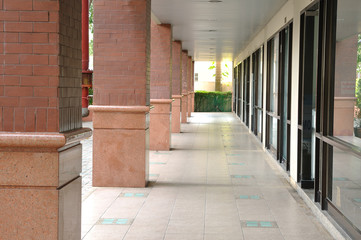 Classic brick poles in building.