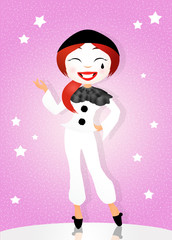 girl with pierrot mask