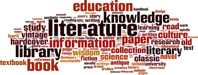 Literature word cloud concept. Vector illustration